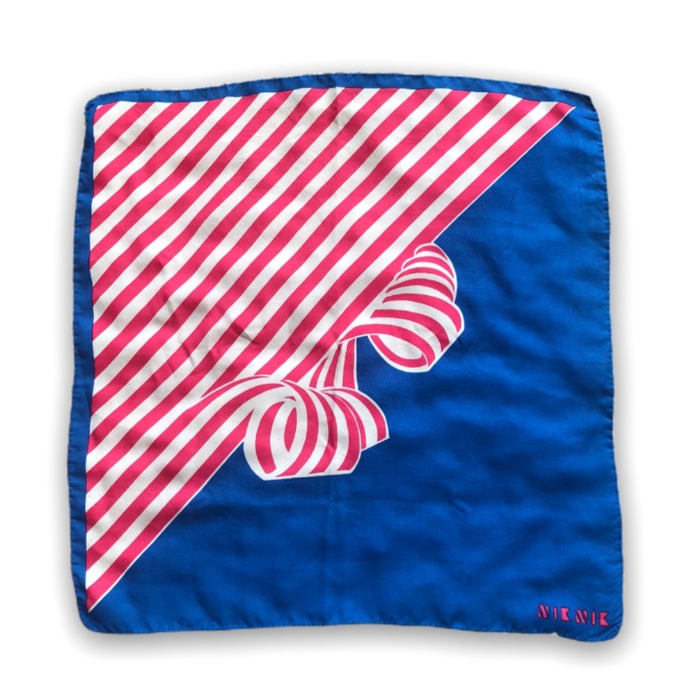 Vintage Nik Nik Blue Pink White Italy Square Scarf